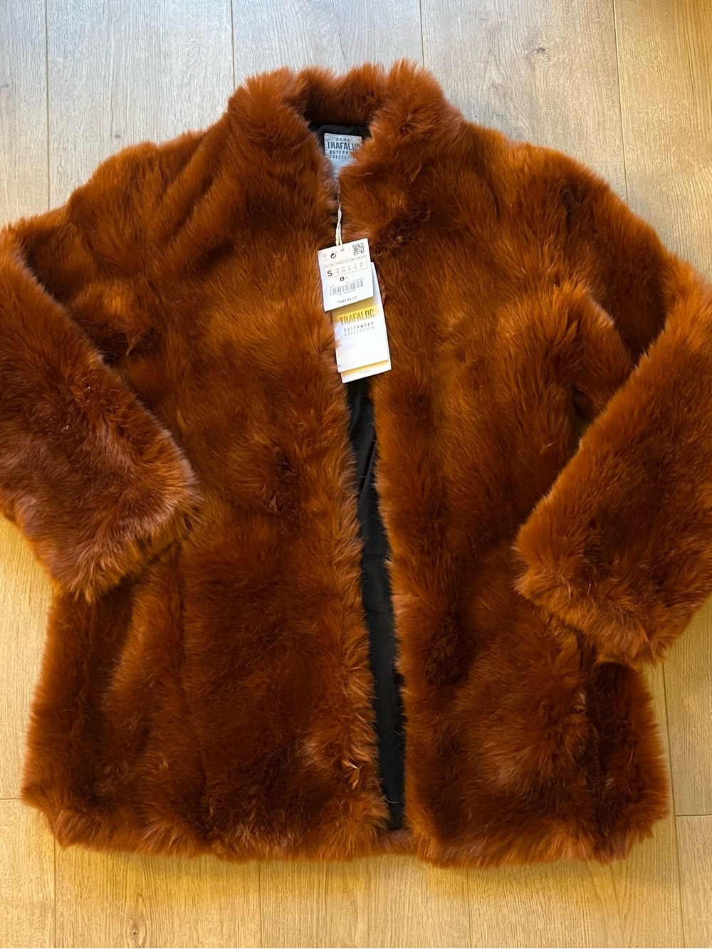 Zara Trafaluc Burnt Orange Faux Fur Jacket